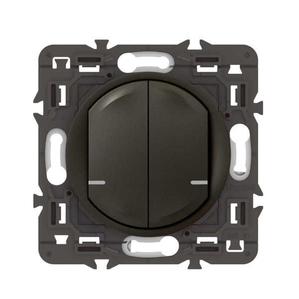 Interrupteur Double Connecté Céliane 2x250W Graphite avec Neutre Compatible Netatmo