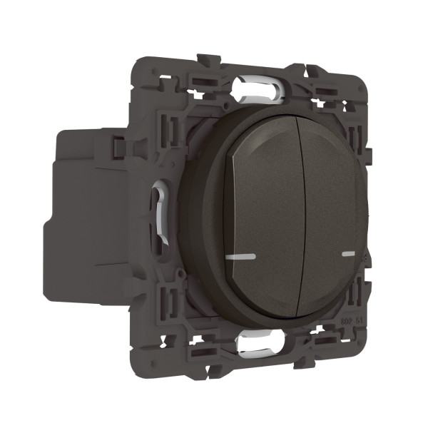 Interrupteur Double Connecté Céliane 2x250W Graphite avec Neutre Compatible Netatmo