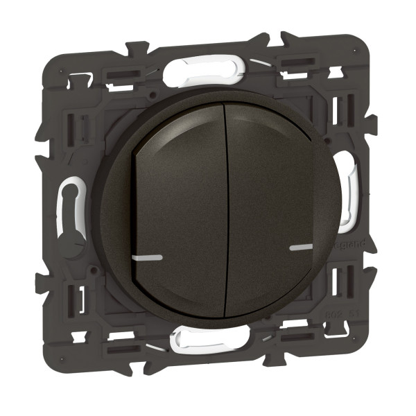 Interrupteur Double Connecté Céliane 2x250W Graphite avec Neutre Compatible Netatmo