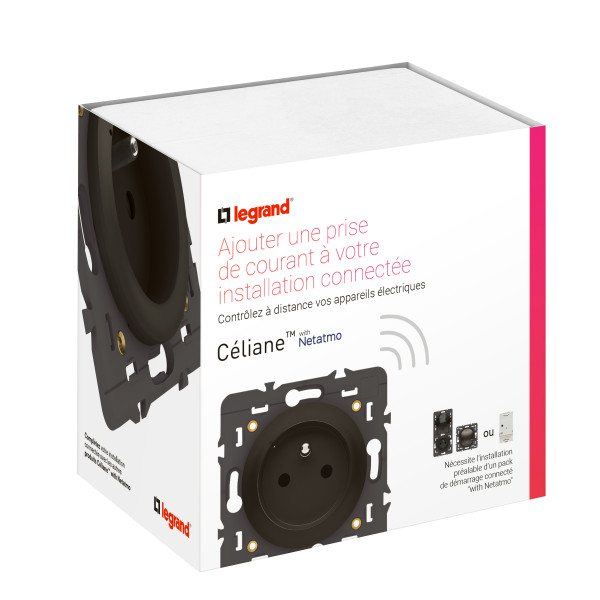 Prise de courant connectée Céliane 16A avec mesure conso - Finition graphite, Netatmo