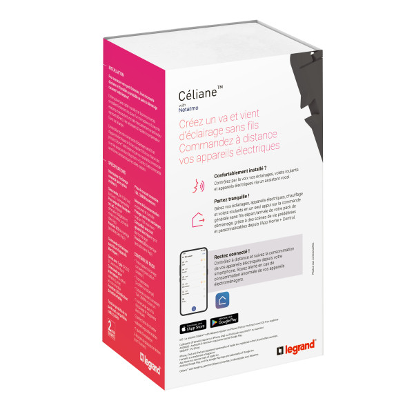 Pack Extension Céliane With Netatmo Connecté avec Interrupteur, Prise et Commande Titane