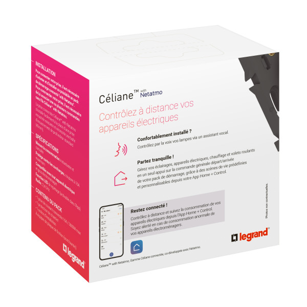 Prise de courant connectée Céliane With Netatmo 16A avec mesure de consommation, compatible Home + Control
