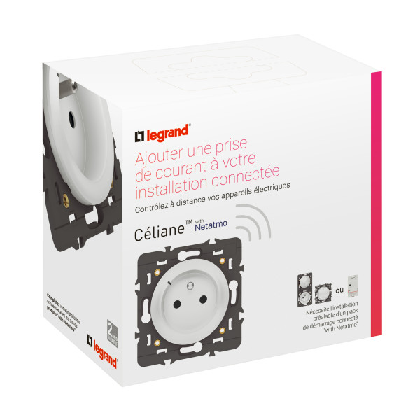Prise de courant connectée Céliane With Netatmo 16A avec mesure de consommation, compatible Home + Control