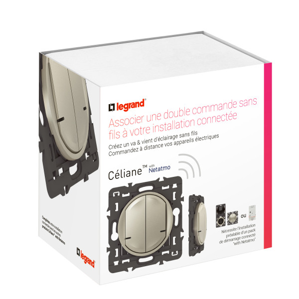 Commande Double Sans Fil Céliane With Netatmo Éclairage/Prise Titane