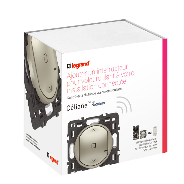 Interrupteur connecté pour volet roulant Céliane With Netatmo, finition titane