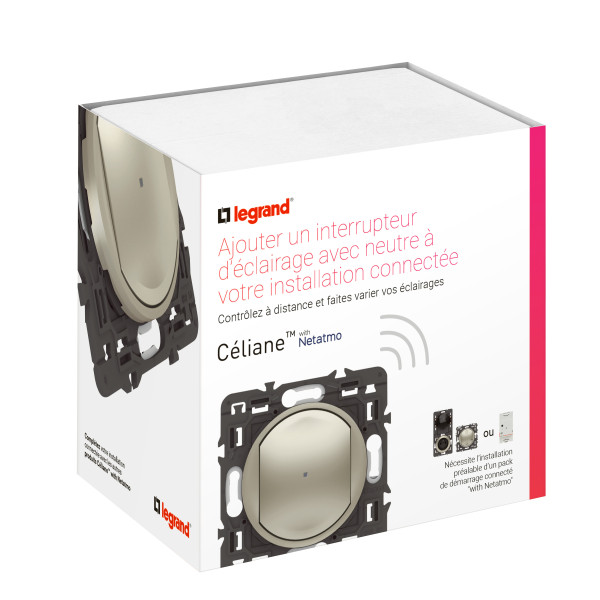 Interrupteur connecté With Netatmo avec Neutre et variateur, titane