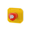 Coup de poing d'urgence déverrouillage à clé plexo composable gris/jaune