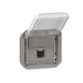 Prise RJ45 Grise Plexo Legrand – Etanche - IP55 - IK08 – avec Enjoliveur – Catégorie 6 A – Blindage STP – avec Volet