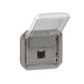 Prise RJ45 Grise Plexo Legrand – Etanche - IP55 - IK08 – avec Enjoliveur – Catégorie 6 A – Blindage STP – avec Volet