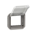 Adaptateur plexo verrouillable à volet transparent pour mosaic - composable gris