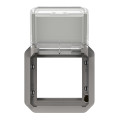 Adaptateur étanche Plexo Legrand IP55 pour fonction Mosaic - finition gris à volet transparent