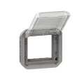 Adaptateur étanche Plexo Legrand IP55 pour fonction Mosaic - finition gris à volet transparent