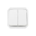 Commande double interrupteur ou poussoir lumineux plexo composable blanc