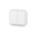 Commande double interrupteur ou poussoir lumineux plexo composable blanc