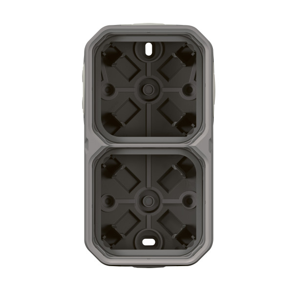 Boîtier saillie étanche gris Legrand Plexo 2 postes horizontaux ou verticaux avec 4 embouts