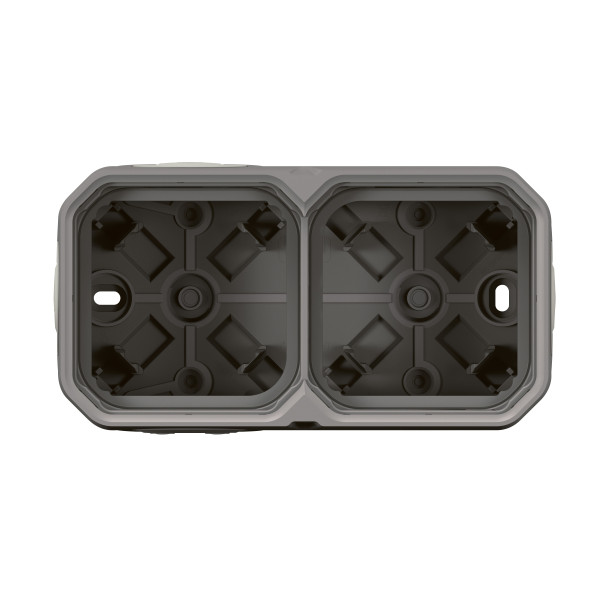 Boîtier saillie étanche gris Legrand Plexo 2 postes horizontaux ou verticaux avec 4 embouts