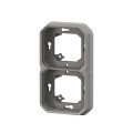 Support Plaque Plexo Legrand Gris Etanche pour Montage Encastré 2 Postes Horizontaux ou Verticaux