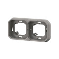 Support Plaque Plexo Legrand Gris Etanche pour Montage Encastré 2 Postes Horizontaux ou Verticaux