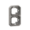 Support Plaque Plexo Legrand Gris Etanche pour Montage Encastré 2 Postes Horizontaux ou Verticaux