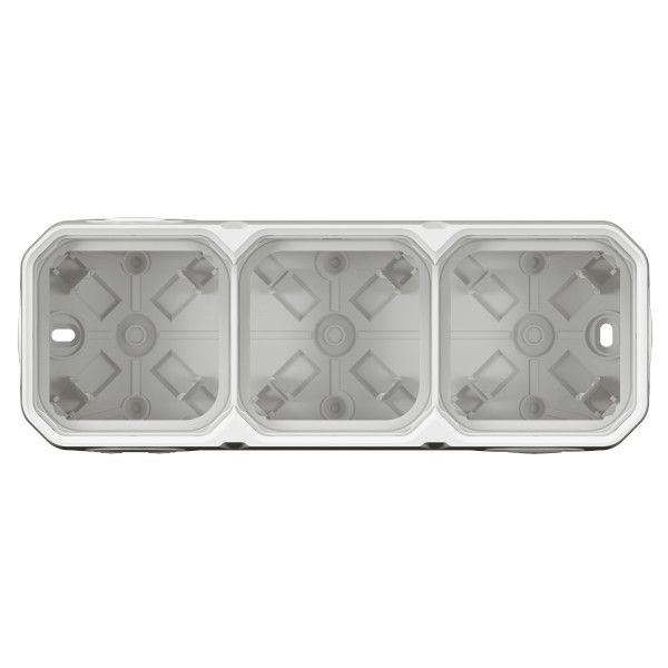 Boîtier saillie étanche blanc Legrand Plexo 3 postes horizontaux ou verticaux avec 5 embouts