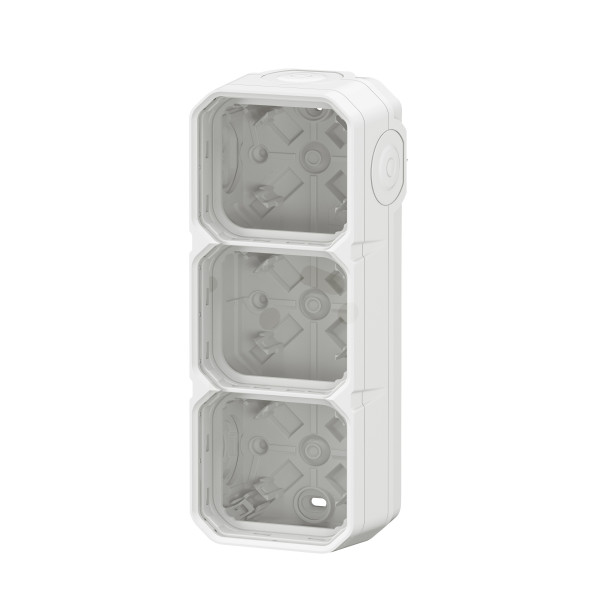 Boîtier saillie étanche blanc Legrand Plexo 3 postes horizontaux ou verticaux avec 5 embouts