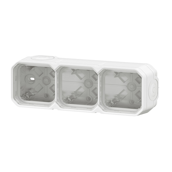 Boîtier saillie étanche blanc Legrand Plexo 3 postes horizontaux ou verticaux avec 5 embouts