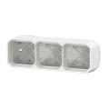 Boîtier saillie étanche blanc Legrand Plexo 3 postes horizontaux ou verticaux avec 5 embouts