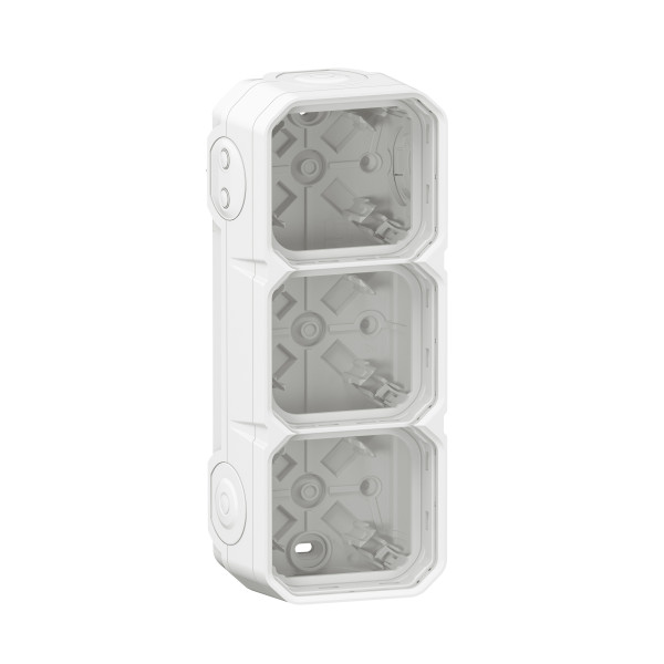 Boîtier saillie étanche blanc Legrand Plexo 3 postes horizontaux ou verticaux avec 5 embouts