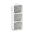 Boîtier saillie étanche blanc Legrand Plexo 3 postes horizontaux ou verticaux avec 5 embouts