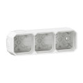 Boîtier saillie étanche blanc Legrand Plexo 3 postes horizontaux ou verticaux avec 5 embouts