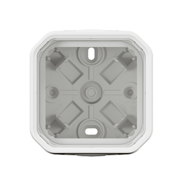 Boîtier saillie étanche blanc Legrand Plexo 1 poste avec 2 embouts à membrane et 1 entrée