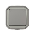 Bouton poussoir NO étanche Plexo Legrand 10A IP55 IK08 livré complet pour fixation saillie - gris