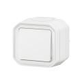 Poussoir NO étanche Plexo 10A IP55 IK08 livré complet pour fixation saillie - blanc