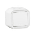 Poussoir NO étanche Plexo 10A IP55 IK08 livré complet pour fixation saillie - blanc