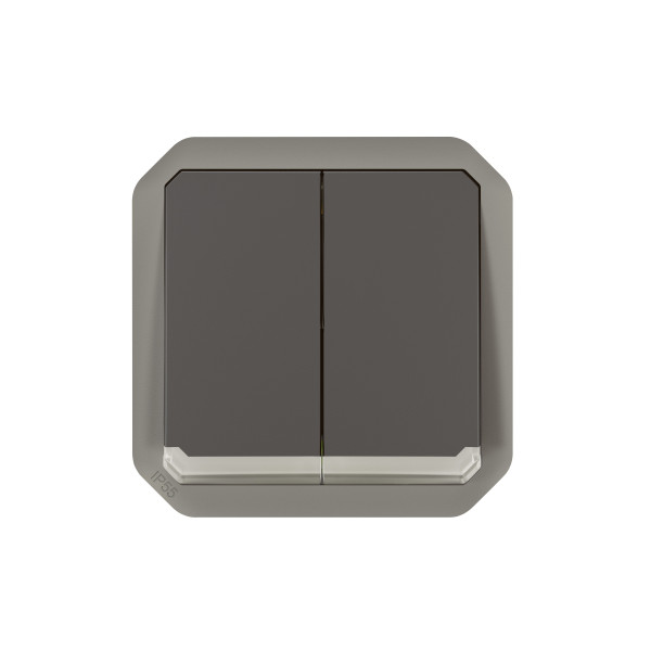 Commande double interrupteur ou poussoir lumineux plexo composable anthracite