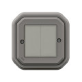 Commande double Self-e étanche Plexo IP55 pour éclairage et prises With Netatmo - gris