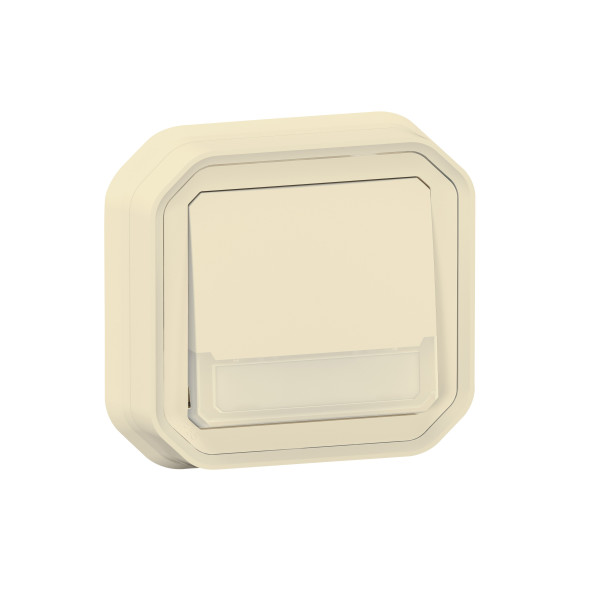 Poussoir no-nf lumineux porte-étiquette plexo complet encastré sable