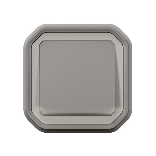 Poussoir no lumineux plexo complet encastré gris