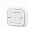 Commande double Self-e Plexo étanche IP55 pour éclairage et prises, blanc Netatmo