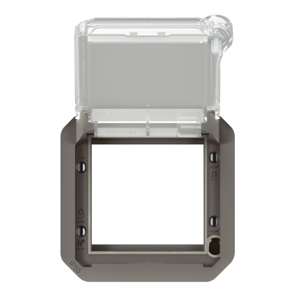 Adaptateur plexo verrouillable à volet transparent pour mosaic -compo anthracite