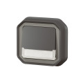 Poussoir no-nf lumineux porte-étiquette plexo complet encastré anthracite