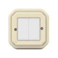 Commande double Self-e étanche Plexo sable avec éclairage et prise IP55 - Netatmo