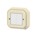 Commande double Self-e étanche Plexo sable avec éclairage et prise IP55 - Netatmo