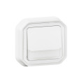 Poussoir NO-NF lumineux porte-étiquette avec voyant étanche Legrand Plexo 10A IP55 IK08 livré complet fixation encastré - blanc