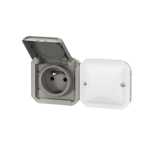 Prise Connectée Étanche Plexo Netatmo 2 Postes Gris avec Mesure de Consommation