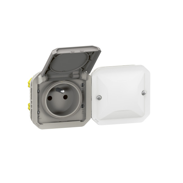 Prise Connectée Étanche Plexo Netatmo 2 Postes Gris avec Mesure de Consommation
