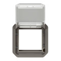 Adaptateur étanche Legrand Plexo IP55 pour fonction Mosaic - finition anthracite à volet transparent