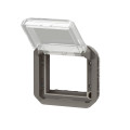 Adaptateur étanche Legrand Plexo IP55 pour fonction Mosaic - finition anthracite à volet transparent