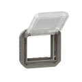 Adaptateur étanche Legrand Plexo IP55 pour fonction Mosaic - finition anthracite à volet transparent