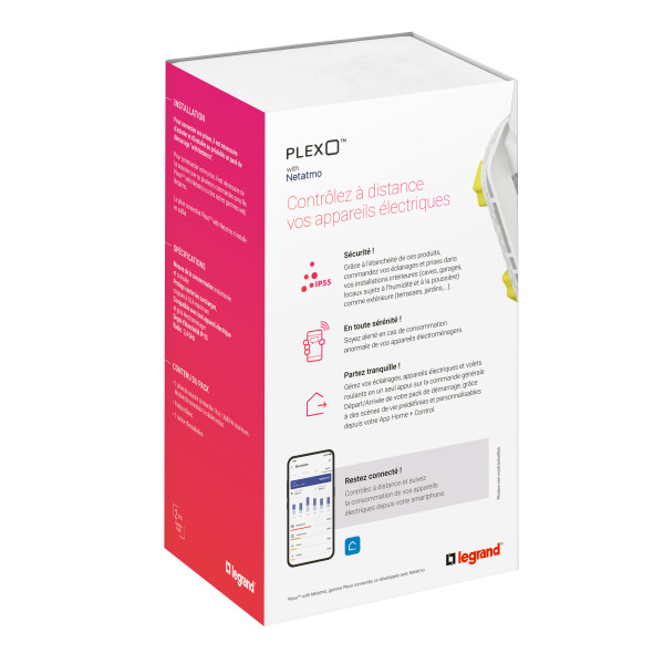 Prise Connectée Plexo Netatmo 2P+T Étanche IP55 16A 3680W avec Suivi Conso - Blanc